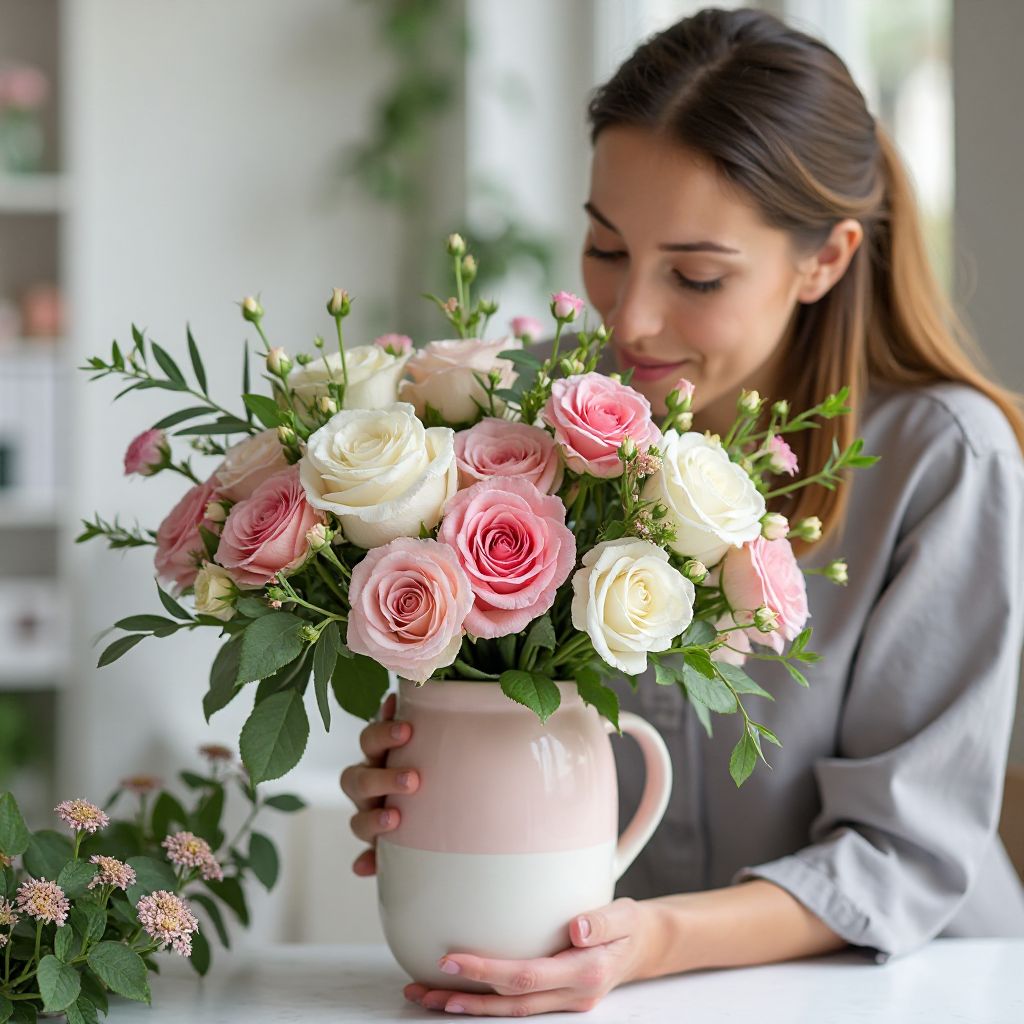 Florist creating an arrangement